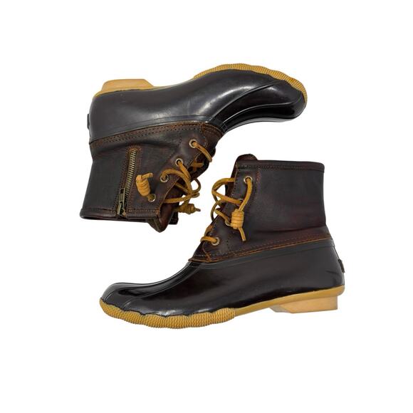 Sperry Top-Sider Brown Leather Rubber Salt Water Insulated Duck Boot Women's 7 - Picture 3 of 7